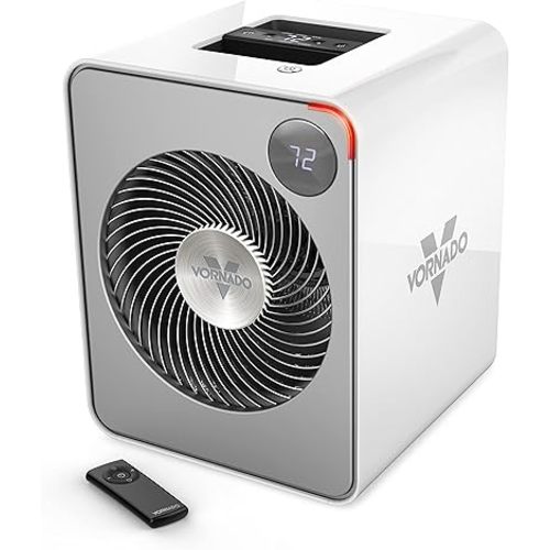 Vornado VMH500 Whole Room Metal Heater with Auto Climate, 2 Heat Settings, Adjustable Thermostat, 1-12 Hour Timer, and Remote, Ice White