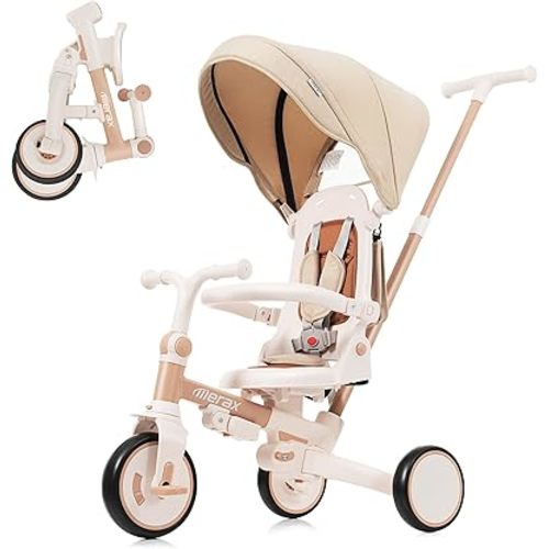 Foldable Toddler 7-in-1 Tricycle, Canopy, and Guardrail Parent Push Handle Ages 1-6 Years