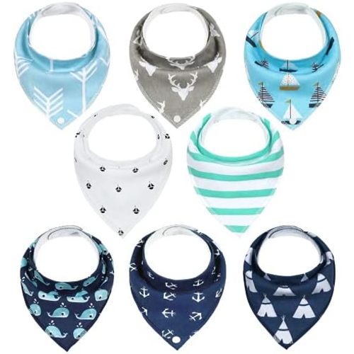 Yoofoss Baby Bibs 8 Pack Baby Bandana Drool Bibs Soft and Breathable for Boys and Girls