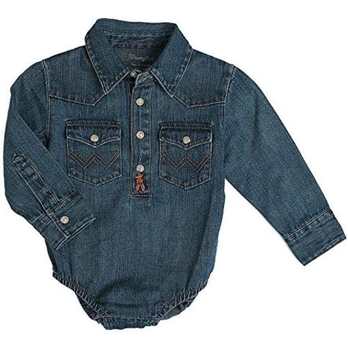 Wrangler Baby Boys' Long Sleeve Bodysuit Denim