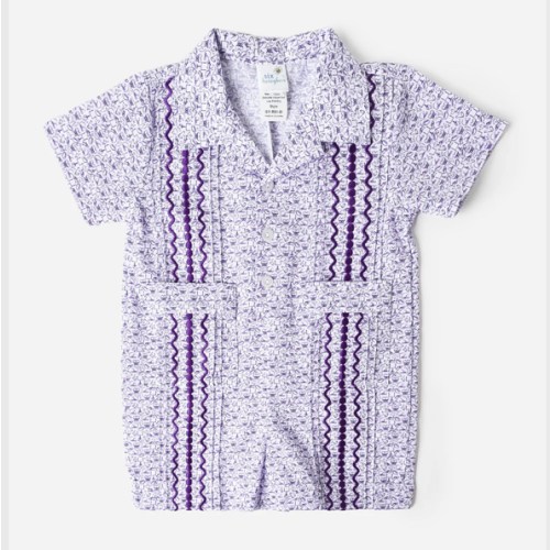 Six Honeybees Baby Boys' Guayabera Romper | $76.00 | Saint Bernard