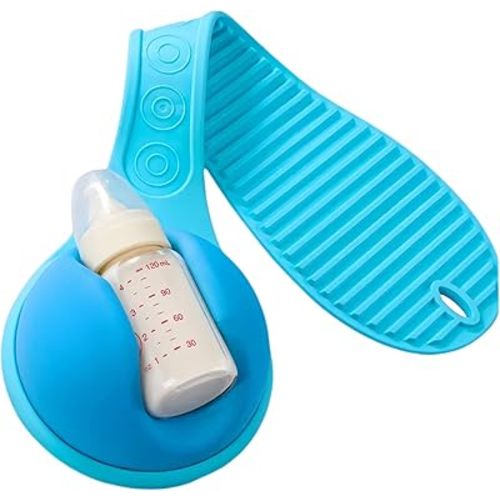 Baby Bottle Holder Hands Free: 2025 New Baby Bottle Holder for Dad Anti-Shedding and Anti-Slip, Suitable for Most Bottle Sizes, Soft Silicone (Blue)