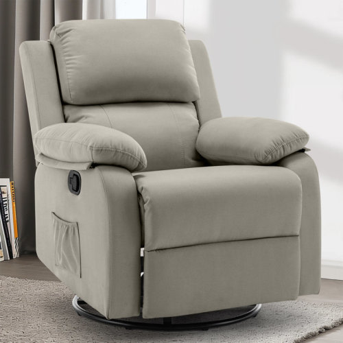 Ebern Designs Recliner Chair, 360 Swivel Rocker Chair For Adults, Small Rocking Recliner Chair For Small Spaces, Upholstered Fabric Recliner With Side Pockets & Reviews | Wayfair