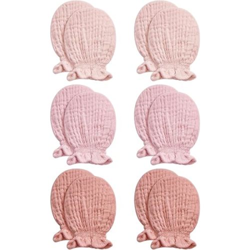 Pro Goleem Muslin Baby Mittens for Newborn, 100% Cotton No Scratch Soft Breathable Gloves for Boys and Girls 0-6 months