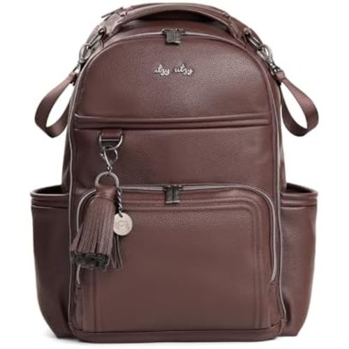 Itzy Ritzy Diaper Bag Backpack – Large Capacity Boss Plus Baby Backpack Diaper Bag Featuring 19 Pockets, Changing Pad, Stroller Clips, and Comfortable Straps (Espresso)