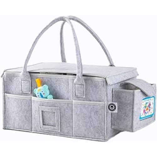 Versatile Baby Diaper Caddy Organizer with Lid - Diaper and Baby Wipes Organizer: Ideal for Nursery Storage and Car Use - The Ultimate New Baby Gift Basket for Newborn Boy or Girl