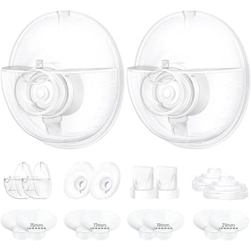 Two Full Sets 24mm Collector Cup and 15/17/19/21mm 8pcs Flange Inserts Only Compatible with Momcozy M5 Breast Pump Replacement Accessories,Full M5 Breastpump Parts with 24mm Flange, Not for Others