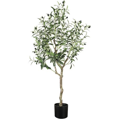 YOLEO Artificial Olive Tree 4FT Tall Faux Silk Plant for Home Office Indoor Decor Fake Olive Tree with Lifelike Olive Leaves