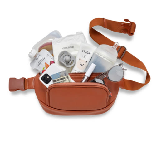 Kibou Vegan Leather Fanny Pack Diaper Bag | Brown