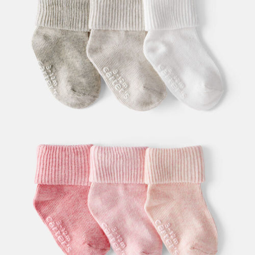 Baby Girl 6-Pack Socks - White/Pink | Carter’s Oshkosh Canada