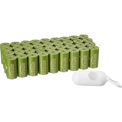 Amazon Basics Dog Poop Bags with Dispenser, 540 Count, Enhanced for Guaranteed Leakproof, Brazilian Mango Scented, Includes Leash Clip