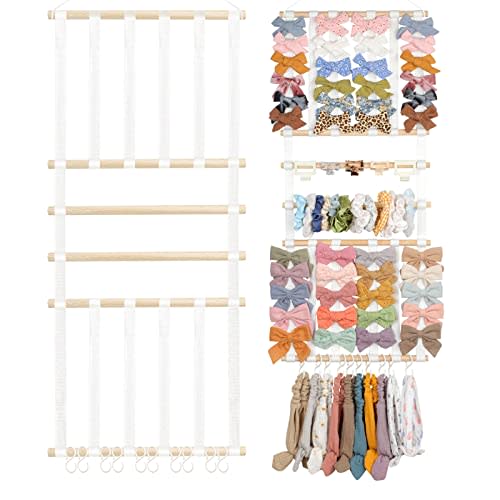 POVETIRE Headband Holder Hair Bows Organizer for Girls,Baby Headbands Hair Accessories Organizer Storage Headband Wall Hanging Decor for Nursery Toddler Girls Room
