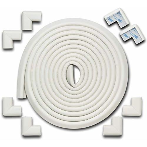 Roving Cove Edge Corner Protector Baby Proofing (Large 18ft Edge 8 Corners), Hefty-Fit Heavy-Duty, Soft NBR Rubber Foam, Furniture Fireplace Safety Bumper Guard, 3M Adhesive, Oyster White (Off White)