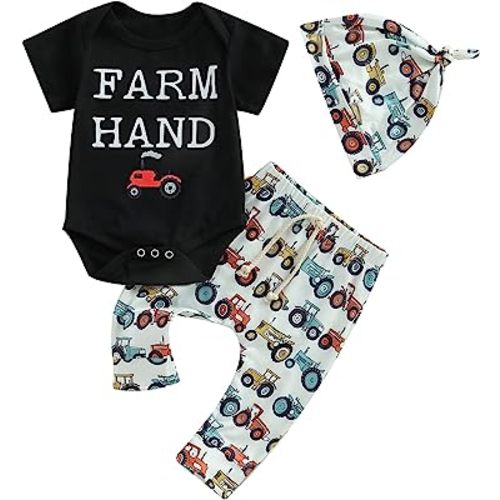 Newborn Baby Boys Long Sleeve Letters Deer Romper Bodysuit Tops Camo Pants with Hat 3 Pcs Outfit Clothes Set