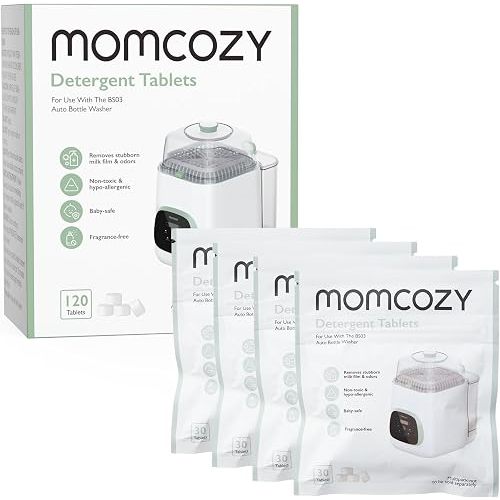 Momcozy Official Detergent Tablets for Momcozy Bottle Washers, 120 Tablets | Remove Stubborn Milk Residue and Odor, Safe and Powerful Cleaning