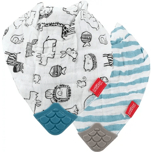 Nuby Reversible Teething Bibs, 100% Cotton