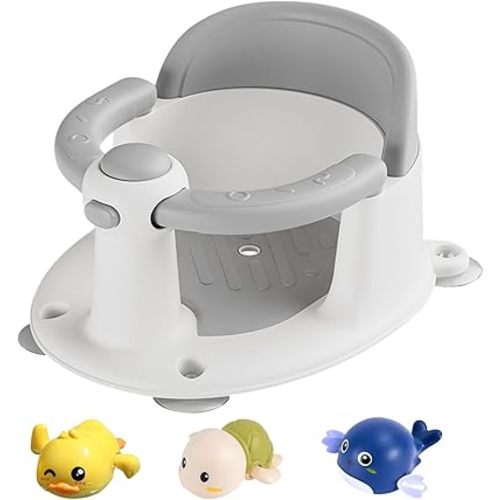 Baby Bath Seat for Babies 6 Months & Up, Bath Seats for Babies Sitting Up, Non-Slip Toddler Bath Seat, Baby Bathtub Seat with Suction Cup, Yellow