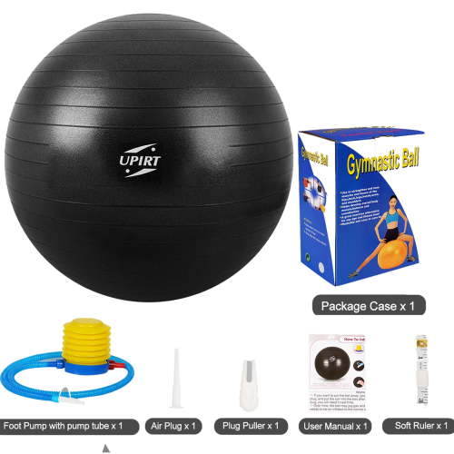 Maustic Exercise Ball, Heavy Duty Pregnancy Ball for Work Out, Extra Thick Balance Ball for Home, Pregnancy,Therapy (Black, 65cm)
