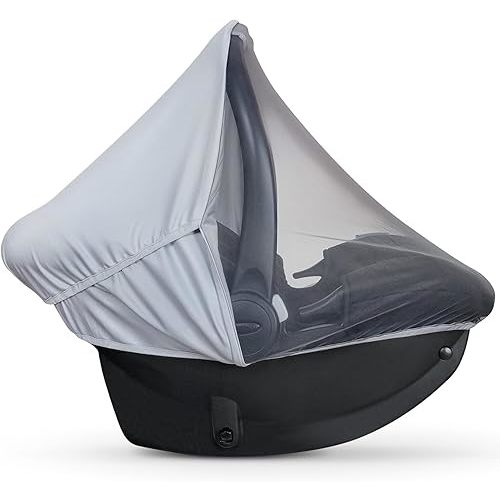 Summer Baby Car Seat Cover | 2-in-1 Breathable Carseat Sun Shade & Mosquito Net | UV Protection Lightweight Canopy Covers for Infant Unisex | Bug Net Mesh for Spring & Summer Warm Weather (Gray)