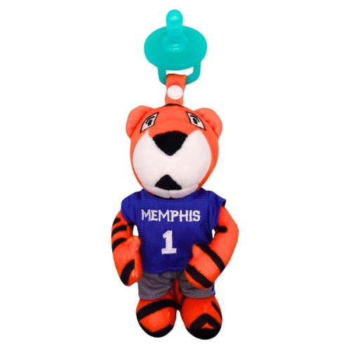 Gamezies Baby Boy and Girl Silicone Memphis Tigers Pouncer Mascot Pacifier with Detachable Plush, Bpa-Free, 0-6 Months