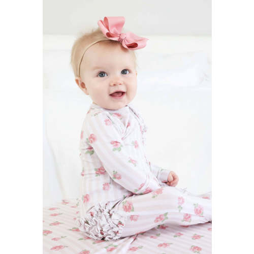 Rosy & Cozy Ruffle Zipper Footie Caden Lane