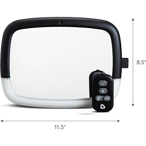 Munchkin Baby Car Mirror for Rear Facing Car Seats, Night Light LED Pivot 360 Baby in-Sight Adjustable Auto Mirror, Black