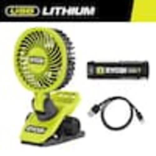 RYOBI USB Lithium Clamp Fan Kit with 2.0 Ah USB Lithium Battery and Charging Cable FVF51K