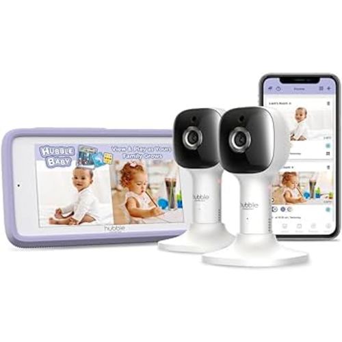 Amazon.com: HUBBLE CONNECTED Nursery Pal Cloud Touch Twin Smart WiFi Enabled Baby Monitor with 2 Cameras, 5 Inch HD Color Touchscreen Parent Unit, Plus Preloaded Soothing Sounds, Lullabies, and Stories, White : Baby