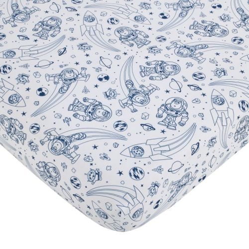 NoJo Disney Toy Story Outta This World Blue and White Nursery Fitted Crib Sheet