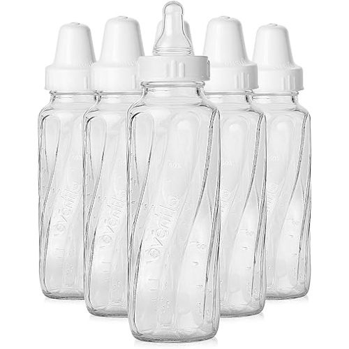 Evenflo Feeding Classic Glass Bottle, Twist Bottles, 8 Oz, 1-Pack of 6 Bottles