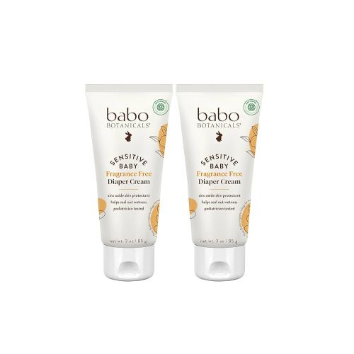 Babo Botanicals Sensitive Baby Fragrance-Free Diaper Cream - 25% Natural Zinc Oxide - Calendula, Shea & Cocoa Butter - EWG Verified - Vegan- from Birth on - 1 or 2 Pack Tube - 6oz Jar
