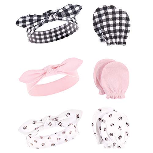 Hudson Baby Baby Girls' Cotton Headband and Scratch Mitten Set