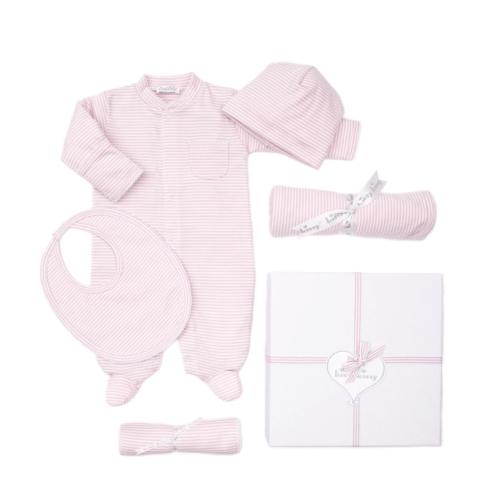 Simple Stripes Pink 5PC Gift Set w/ Gift Box | 0-3 Months
