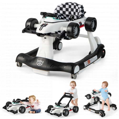 Costway 4-in-1 Baby Walker Foldable Activity Push Walker Adjustable White