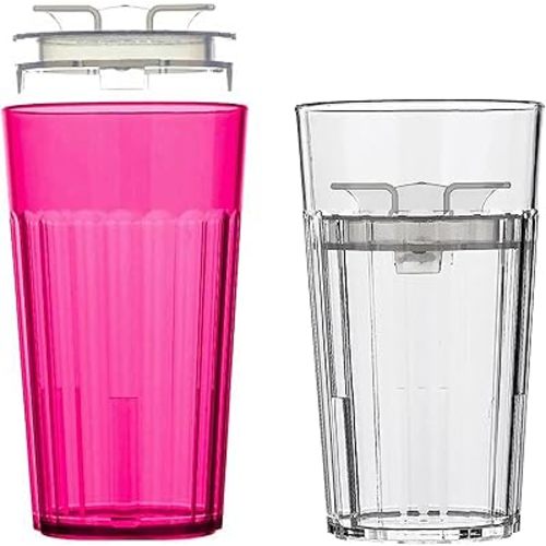 Reflo Smart Cup (Red & Clear 2-Pack) Open Training Cup, Toddler Cup, No Suction 6oz, 360 Control-Flow, USA MADE Premium High-Impact Plastic