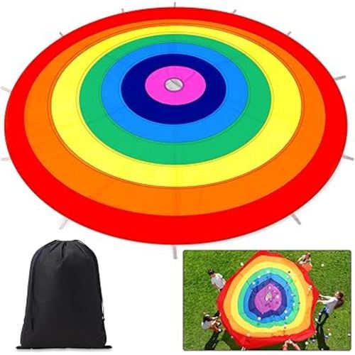 Parachute Toy with Handles Play Rainbow Gym Parachute with Storage Bag for Speed Training Outdoor Cooperative Team Games Playground Activities