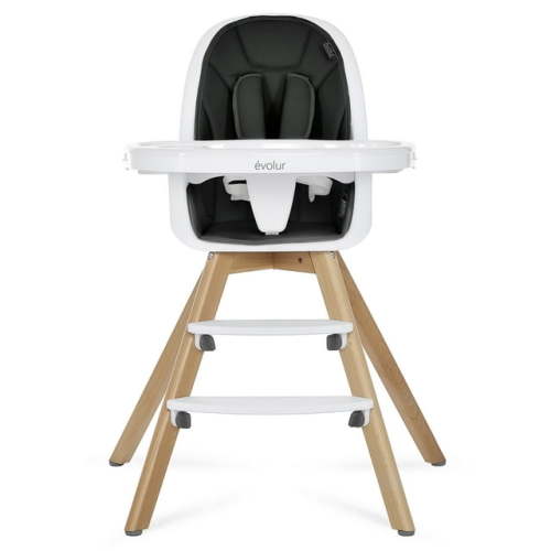 Evolur Zoodle 2 in 1 Baby High Chair in Black, Easy to Clean, Adjustable and Removable Tray, Compact and Portable Convertible High Chair for Babies and Toddlers
