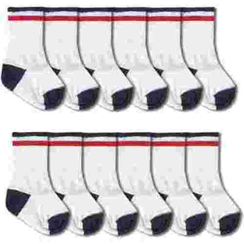 Jefferies Socks Baby Boys Seamless Stripe Rib Tube Crew Socks Bulk 12 Pair Pack
