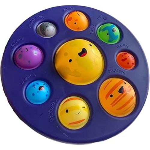 BULINGNA New Planet Pattern Pop Bubble Push Fidget Toy, Anxiety Stress Reliever Hand Toys for Autism Special Needs, Learning Astronomical Knowledge and Know Planet Toys for Kids