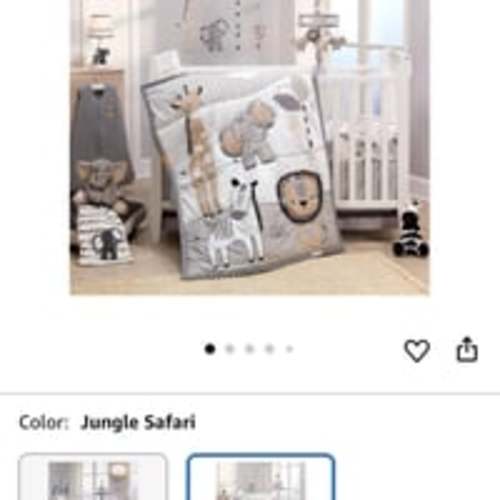 Lambs & Ivy Jungle Safari Gray/Tan/White Nursery 6-Piece Baby Crib Bedding Set
