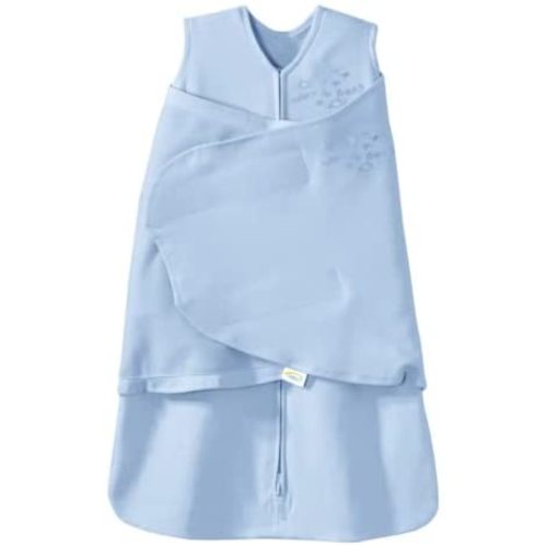 HALO 100% Cotton Sleepsack Swaddle, 3-Way Adjustable Wearable Blanket, TOG 1.5, Baby Blue, Newborn, 0-3 Months