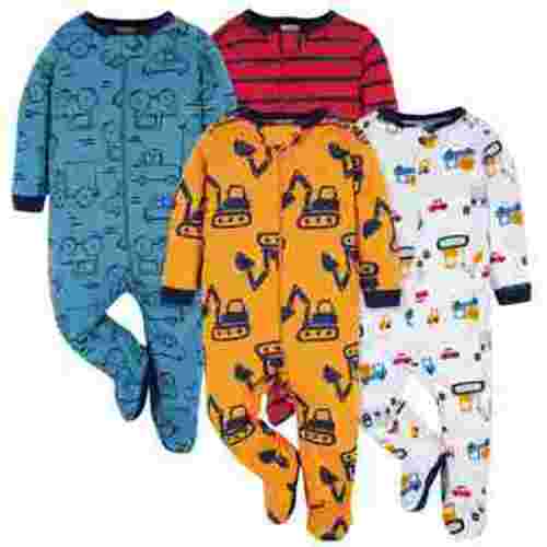 Onesies Brand Infant Boy's Snap Zip Sleep 'n Play Cotton Footed Pajamas, 4-Pack, Newborn - 6/9M