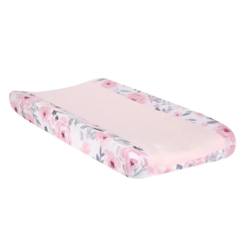 Blossom Watercolor Floral Changing Pad Cover - Pink/Gray – Lambs & Ivy