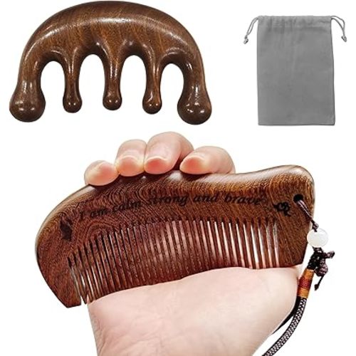 Birthing Comb for Labor Pain, 2 Pcs Natural Wooden Wide Tooth Combs for Women Hair Growth, Head Massage Comb for Labor and Delivery Essentials, Gifts for Pregnant Women