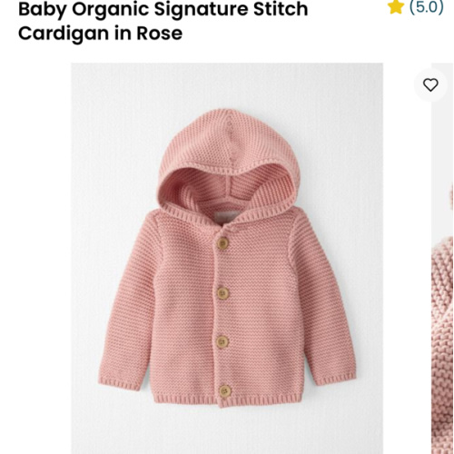 Baby Organic Signature Stitch Cardigan in Rose