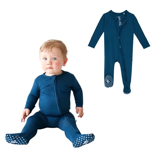 Posh Peanut Baby Boy Footie Pajamas - Soft Viscose Made from Bamboo 2 Way Zipper Sleepers & Onesies