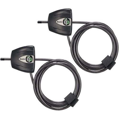 Master Lock Black Python Steel Cable Lock with Keys, Heavy Duty Anti-Theft Trail Camera and Kayak Locking Cable, 2 Pack, 8417T