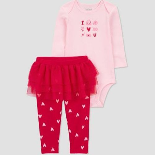 Carter's Just One You®️ Baby 2pc Valentine's Day I Love You Hearts Tutu Top & Bottom Set