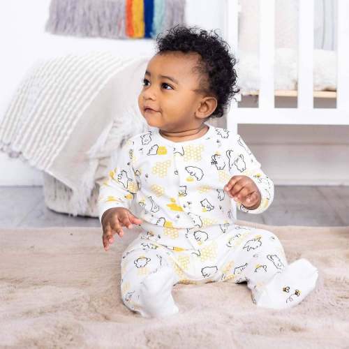 honey bee mine organic cotton magnetic parent favorite footie – Magnetic Me