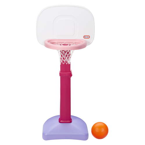Little Tikes TotSports Kids Basketball Set with Adjustable Height and Oversized Rim, Pink